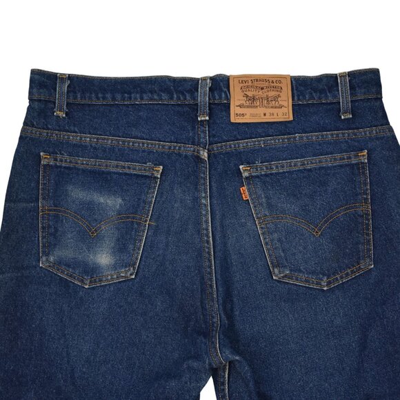 Levis Jeans 505 Mens 38 x 32 Regular Fit Straight Leg Dark Wash - Picture 3 of 6